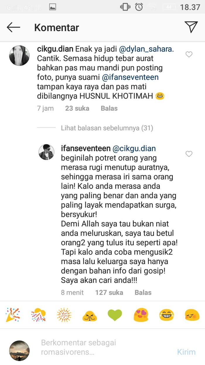 
Komentar warganet yang buat Ifan Seventeen marah besar