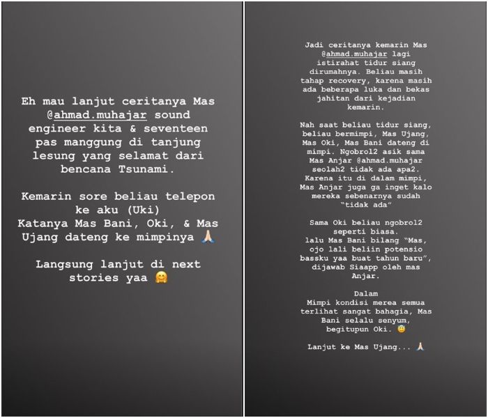 Unggahan Aviwkila tentang mimpi salah satu kru Seventeen