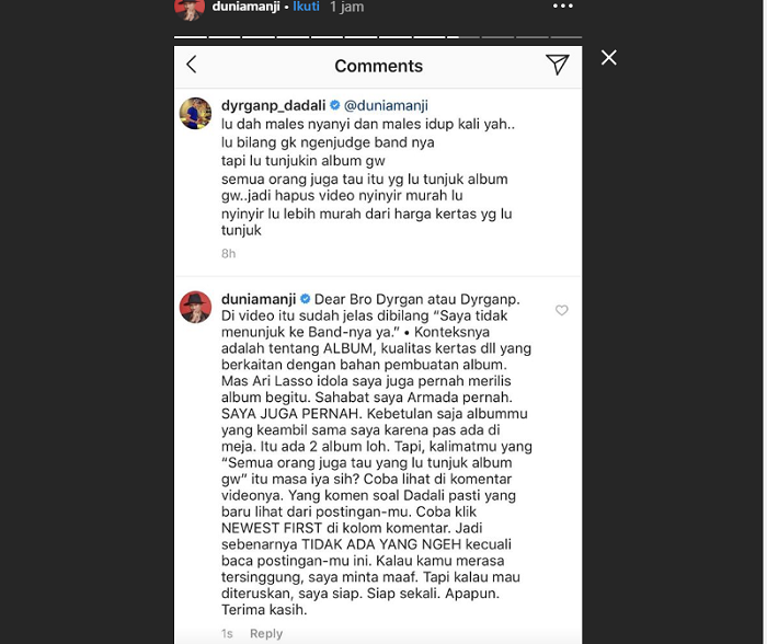 Klarifikasi Anji ke Dyrga