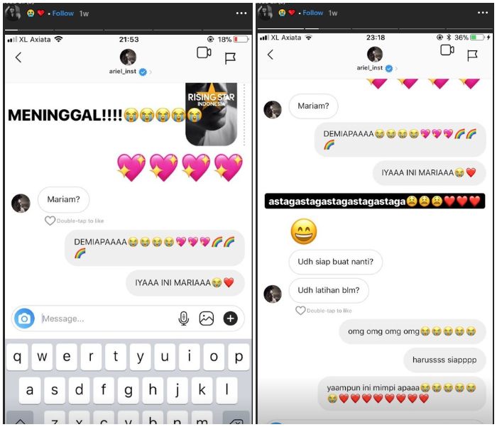 Ariel Noah menghubungi Maria Eka, kontestan Rising Star