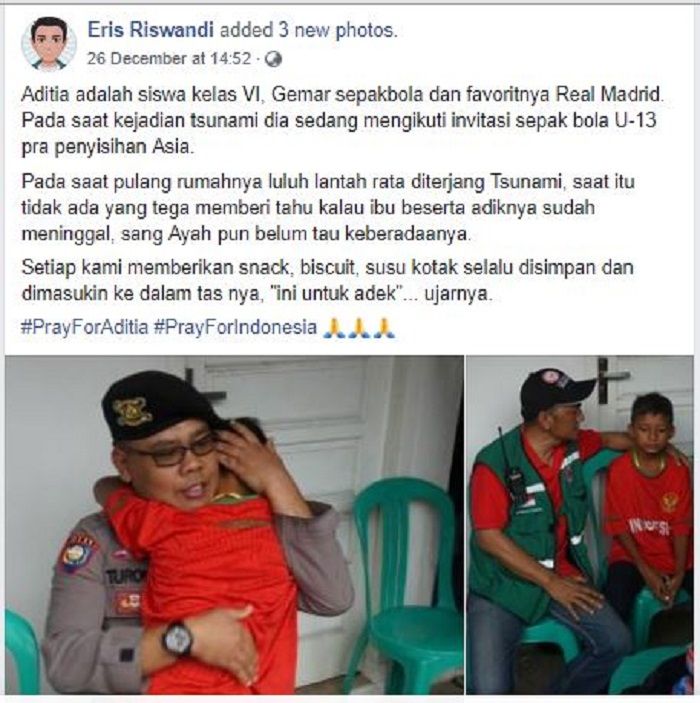 Kisah Pilu Adit, Pesepakbola Cilik Asal Lampung yang Lolos dari Tsunami Banten dan Lampung
