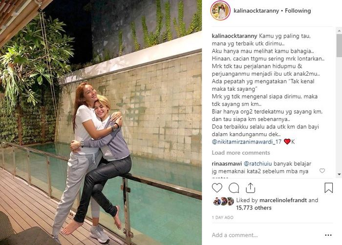 Tangkapan layar unggahan Kalina Octaranny.