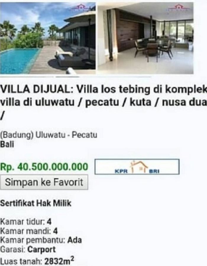 Perkiraan lokasi villa Maia