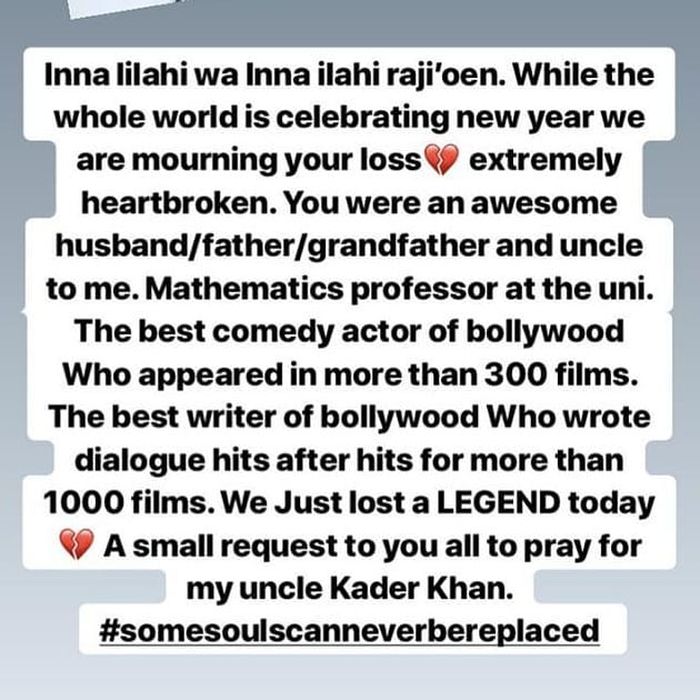 Unggahan keluarga Kader Khan
