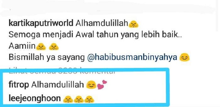 Ucapan Fitri Tropika dan Lee Jong Hoon. Setelah Nikah Siri, Kartika Putri Awali Tahun 2019 dengan T