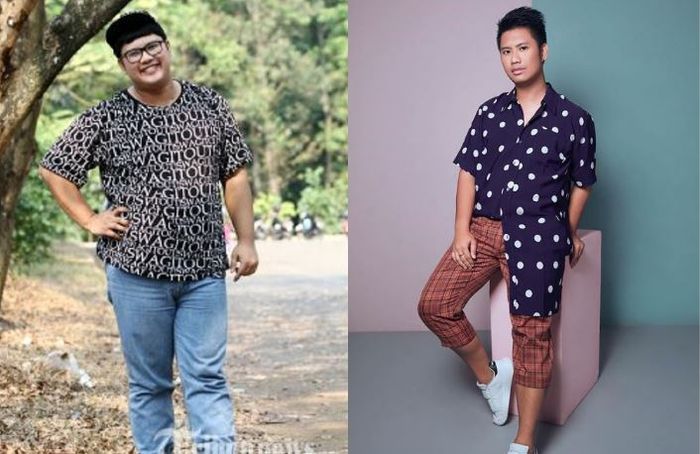 Penampilan Ricky Cuaca saat baru pertama kali terjun ke dunia artis dan saat ini.