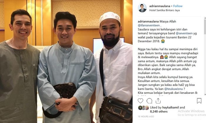 Adrian Maulana mempersilakan Ifan Seventeen agar tidak merasa sungkan jika memerlukan bantuannya dan teman-teman yang lain.