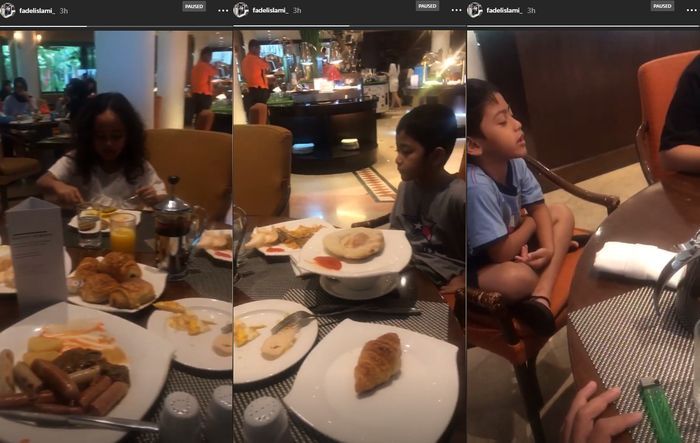 Fadel Islami bersama Faldan tengah makan bersama