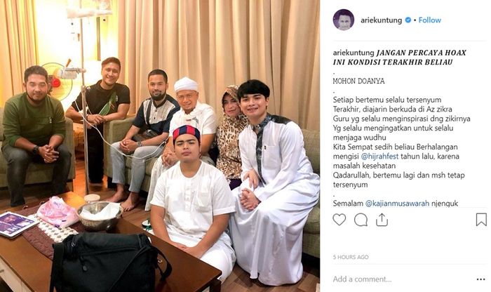 Arie Untung dan Teuku Wisnu menjenguk <a href='https://pontianak.tribunnews.com/tag/ustaz-arifin-ilham' title='Ustaz Arifin Ilham'>Ustaz Arifin Ilham</a>
