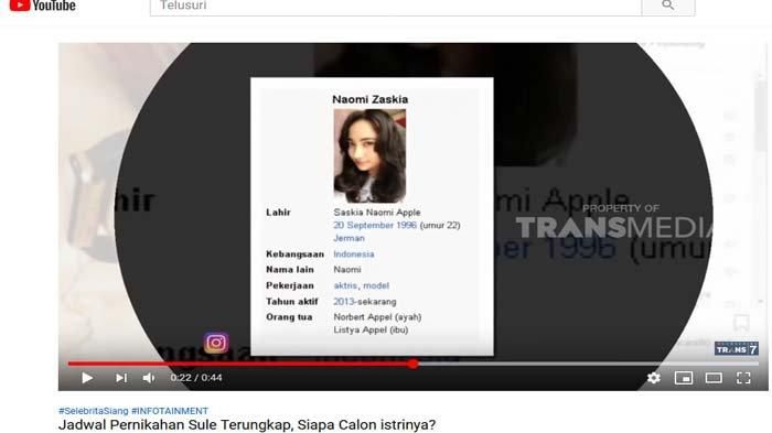 Saskia Naomi Apple, perempuan yang diduga kekasih baru Sule.
