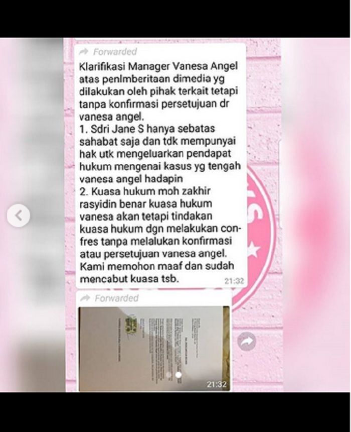 Klarifikasi manager Vanessa Angel