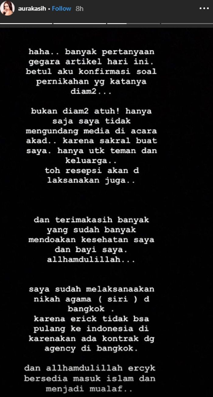 Klarifikasi pernikahan dari <a href='https://pontianak.tribunnews.com/tag/aura-kasih' title='Aura Kasih'>Aura Kasih</a>