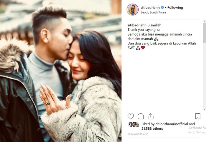 Siti Badriah dilamar sang kekasih, Krisjiana Baharudin di Korea.