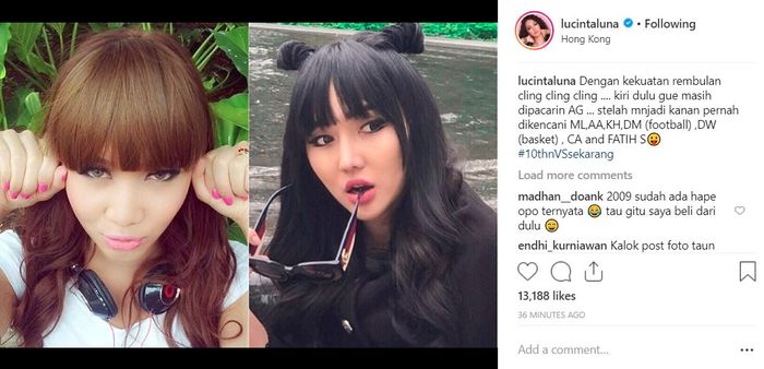 Lucinta Luna mengakui jika foto di sebelah kiri itu adalah dirinya 10 tahun yang lalu.