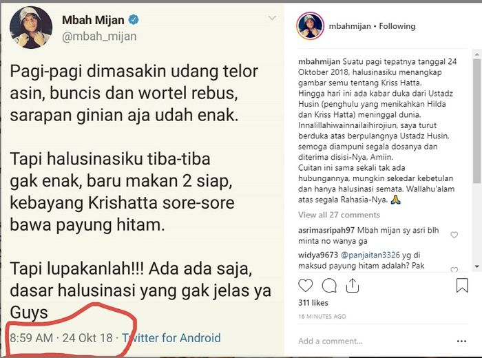 Ramalan Mbah Mijan soal kematia penghulu pernikahan Kriss Hatta dan Hilda Vitria