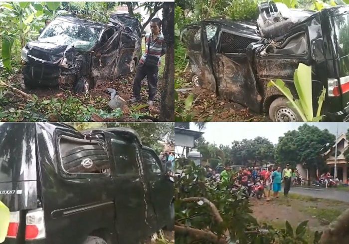 Kondisi mobil pengangkut uang Rp 700 juta di Tulungagung
