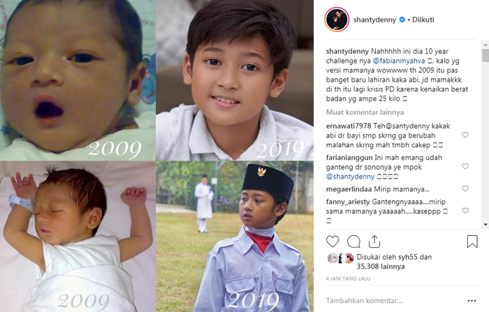 Unggahan istri Denny Cagur, Shanty saat pajang foto Fabian.