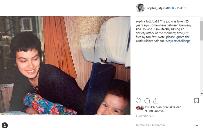 Penampilan Sophia Latjuba 25 tahun lalu dengan potongan Justin Bieber