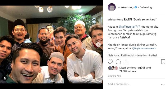 Arie Untung terkejut dengan curhatan <a href='https://pontianak.tribunnews.com/tag/raffi-ahmad' title='Raffi Ahmad'>Raffi Ahmad</a> tentang dunia hanya sementara
