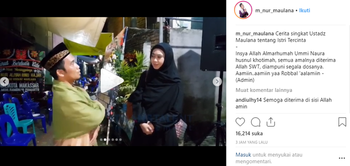 Istri <a href='https://makassar.tribunnews.com/tag/ustaz-maulana' title='Ustaz Maulana'>Ustaz Maulana</a> Meninggal Dunia, Sifat Asli