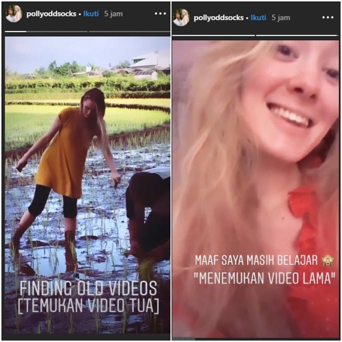 Polly Alexandria Robinson, istri bule <a href='https://pontianak.tribunnews.com/tag/nur-khamid' title='Nur Khamid'>Nur Khamid</a> yang belajar menanam padi di sawah