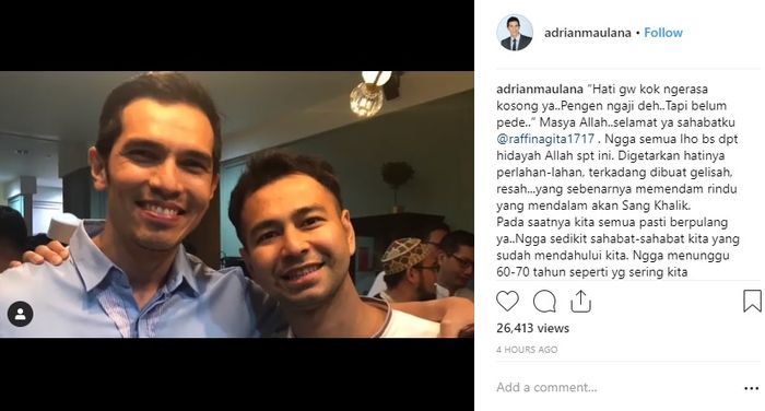 Curhatan <a href='https://pontianak.tribunnews.com/tag/raffi-ahmad' title='Raffi Ahmad'>Raffi Ahmad</a> melu ikut kajian karena teman-temannya sudah berubah
