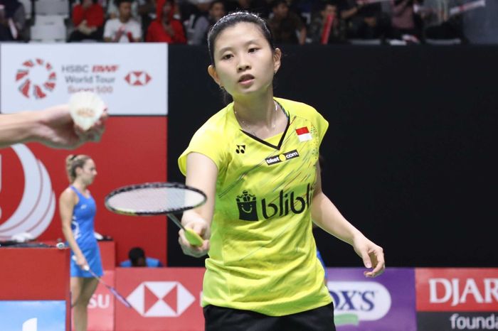 Pebulu tangkis spesialis ganda Indonesia, Debby Susanto, pada babak pertama Indonesia Masters 2019 d