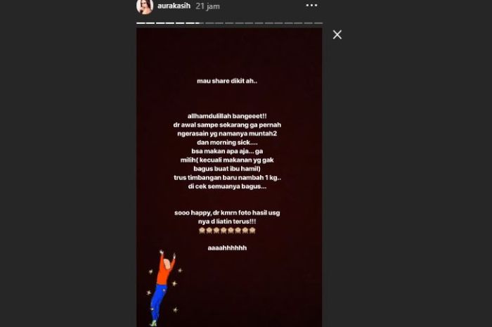 Unggahan Instagram Story milik Aura Kasih