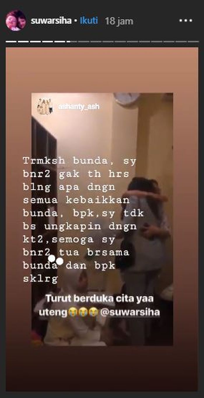 Postingan terima kasih Suwarsih pada sang majikan, Anang Hermansyah dan Ashanty