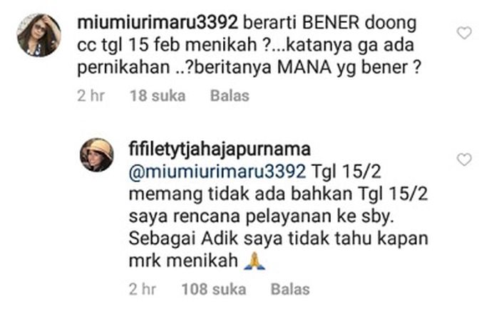 Adik Ahok tidak tahu ada acara pernikahan dan ngaku akan ada acara tanggal 15 Februari 2019 di luar kota