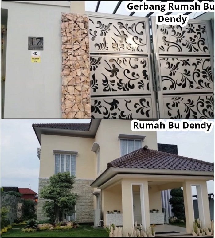 Tampilan depan rumah Bu Dendy yang tampak mewah.