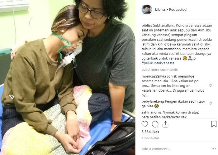 Vanessa Angel tergulai lemas usai pemeriksaan 12 jam di bahu tantenya