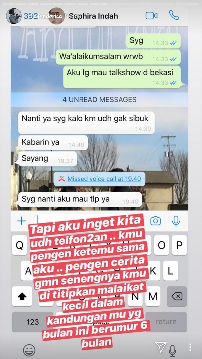 Insta story Chacha Frederica