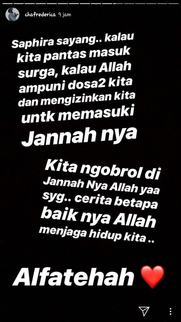 Insta story Chacha Frederica