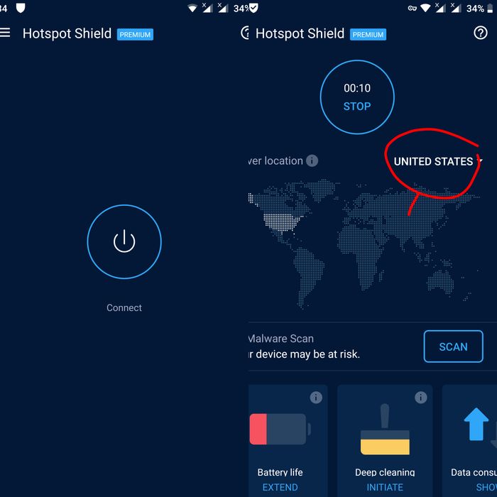 Gunakan VPN dan pilih server amerika serikat