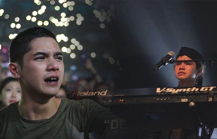 Al Ghazali dan Dul Jaelani menangis ketika mereka berada dalam konser Dewa 19 yang diadakan di Kuala Lumpur, Malaysia, Sabtu (2/2/2019).