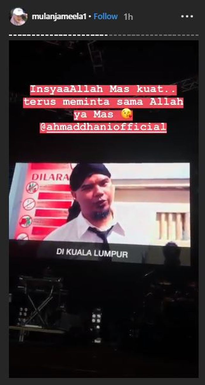 Postingan Mulan Jameela terkait postingan Ahmad Dhani