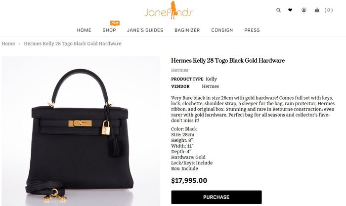 Hermes Kelly 28 Togo Black Gold Hardware
