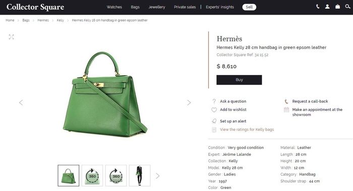 Hermes Kelly 28 cm Handbag in Green Epsom Leather