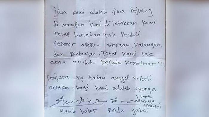 Surat yang disebut-sebut ditulis oleh Habib Bahar bin Smith (ISTIMEWA)