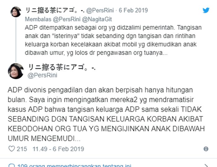 Tante korban kecelakaan Dul mengomentari tangisan Mulan Jameela