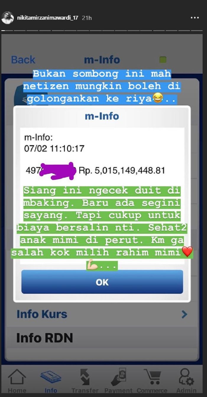 Rekening 5 Miliar Nikita Mirzani