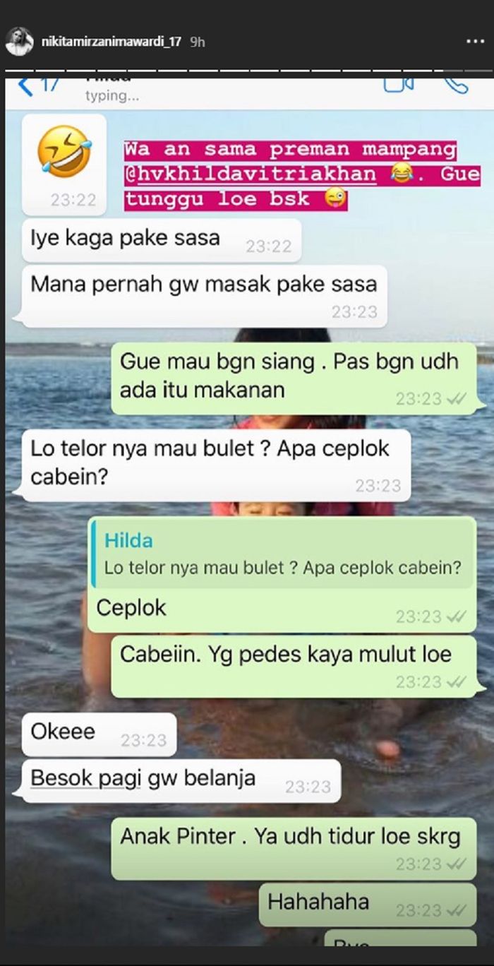 Nikita Mirzani pesan makanan Hilda Vitria