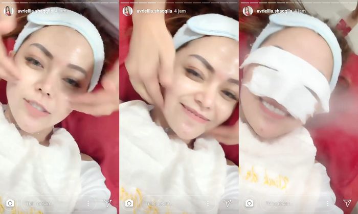 Avriellya Shaqqila asyik jalani perawatan wajah di sebuah klinik kecantikan di Medan, Sumatera Utara.