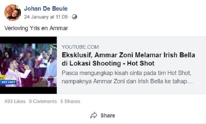 Unggahan terakhir ayah Irish Bella, Johan De Beule