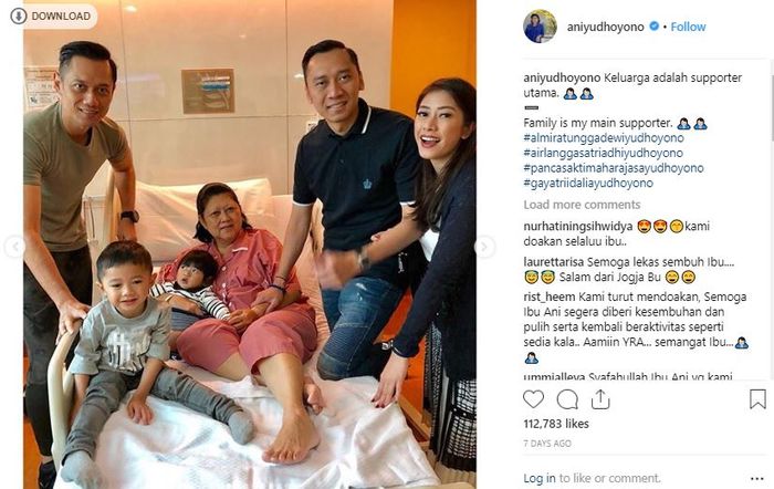 Unggahan akun Instagram @aniyudhoyono