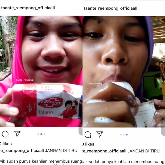 Wanita ini mencoba dua merk sabun lainnya.