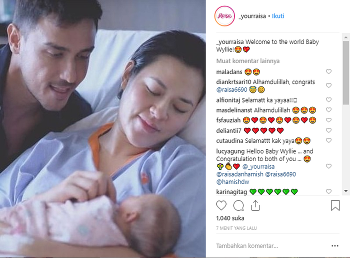 Potret bahagia Raisa dan Hamish usai kelahiran anak pertama mereka