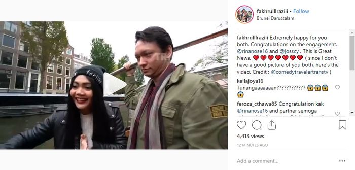 Unggahan teman <a href='https://sumsel.tribunnews.com/tag/rina-nose' title='Rina Nose'>Rina Nose</a> tentang kabar pertunangannya