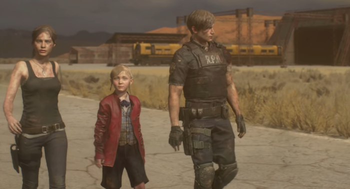Leon Kennedy, Claire Redfield, dan Sherry Birkin selamat dari Lab Birkin pada ending Resident Evil 2 Remake